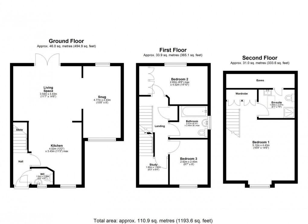 Floorplan for Vallum Place, Throckley, Newcastle Upon Tyne