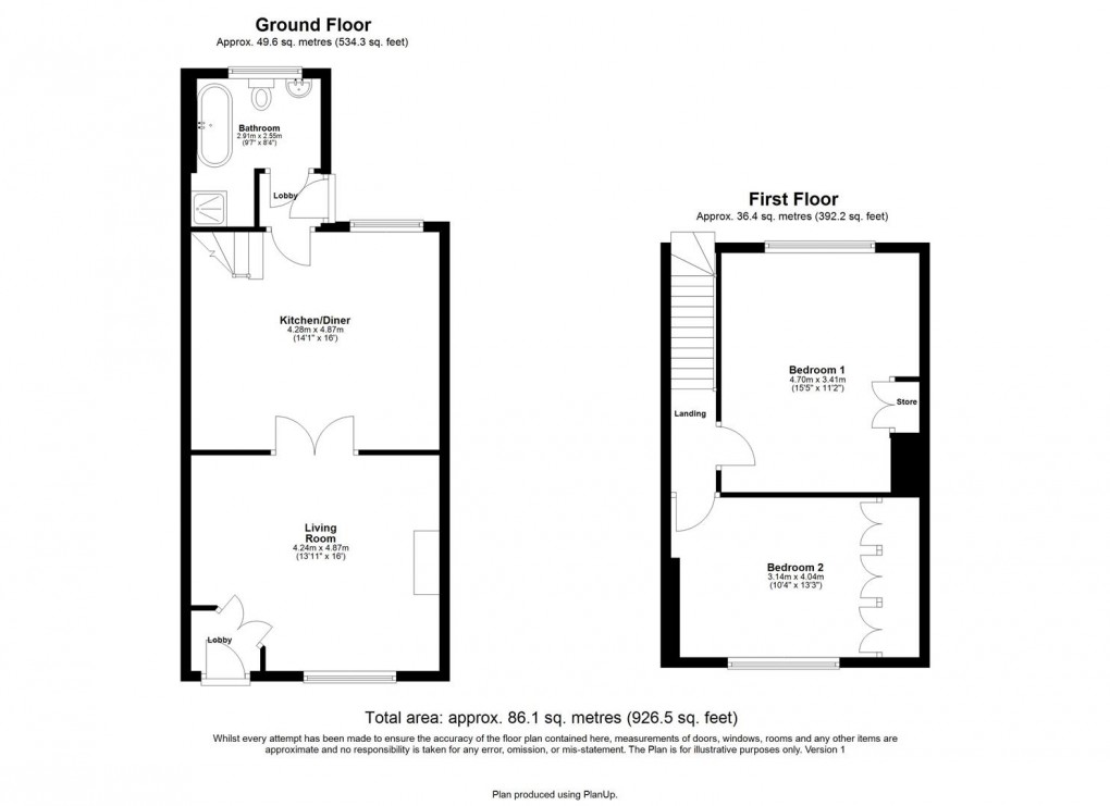 Floorplan for Lilly Terrace, Westerhope, Newcastle upon Tyne