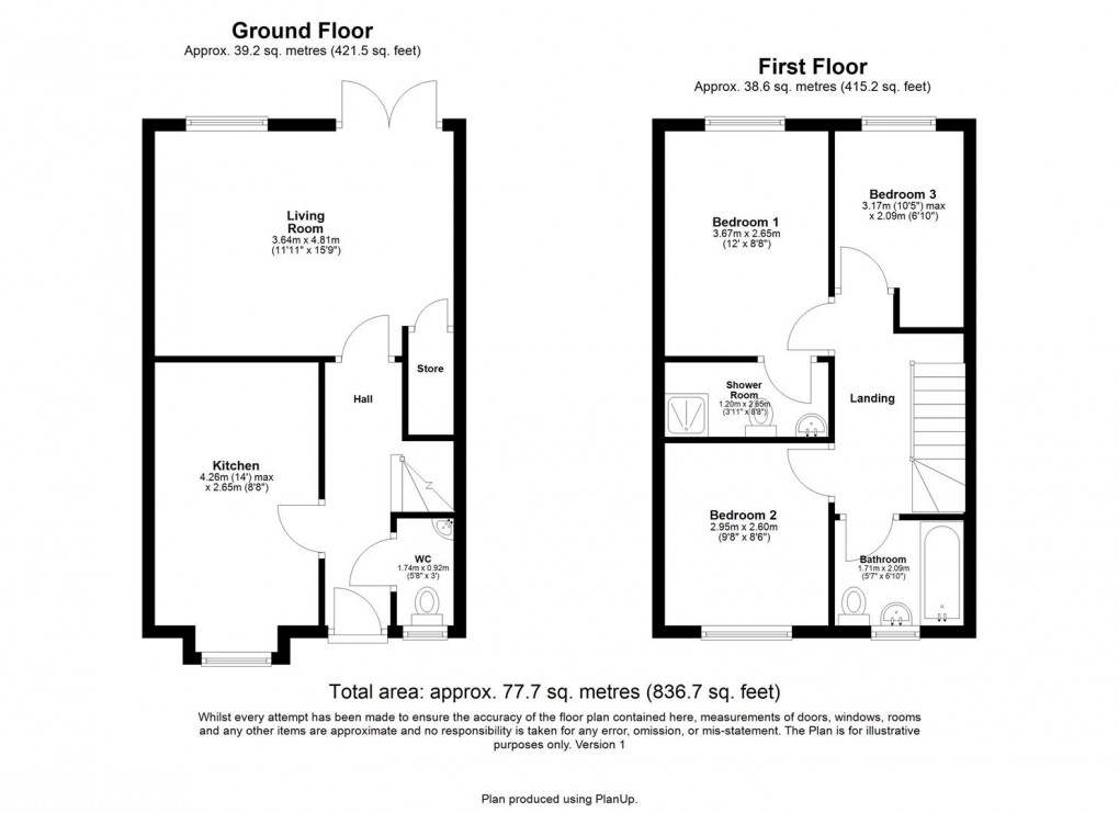 Floorplan for Rudchester Close, Throckley, Newcastle Upon Tyne