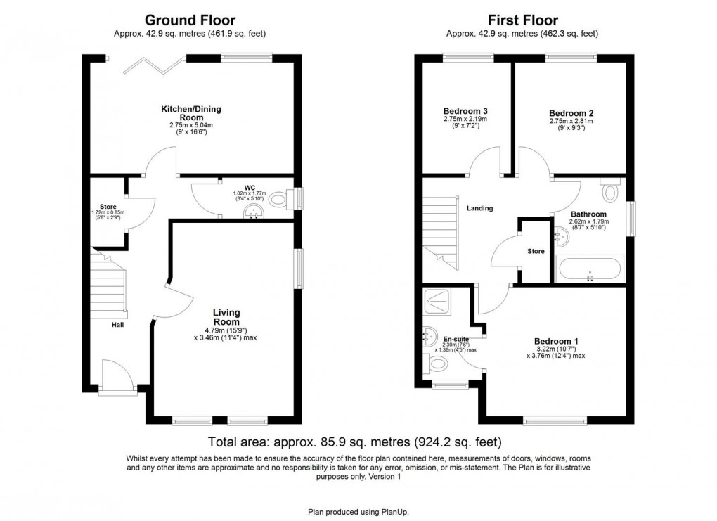 Floorplan for Rudchester Close, Throckley, Newcastle Upon Tyne